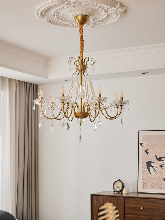 Evaria Crystal Pearl Chandelier-DWHOME