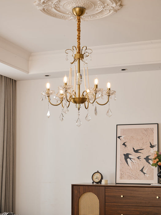 Evaria Crystal Pearl Chandelier-DWHOME