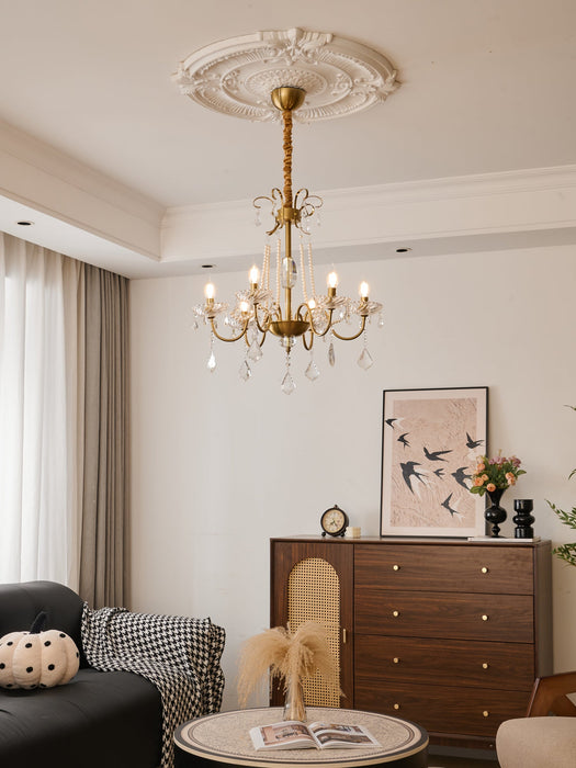 Evaria Crystal Pearl Chandelier-DWHOME