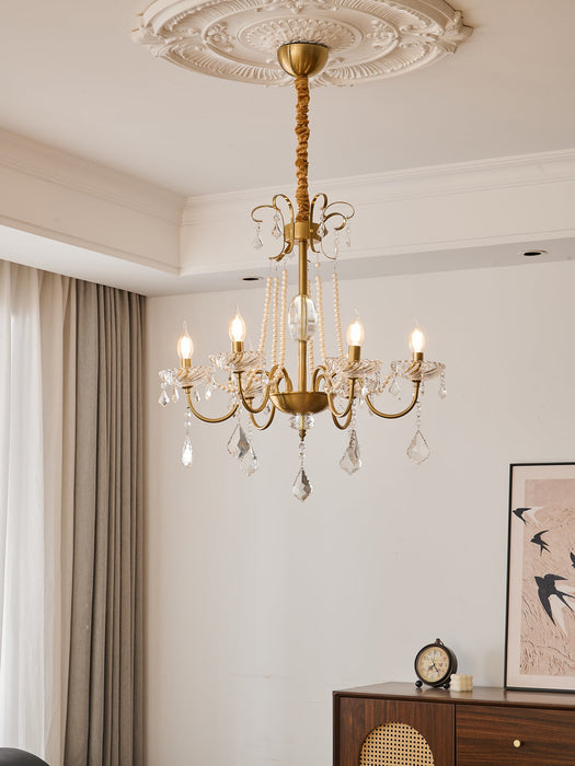 Evaria Crystal Pearl Chandelier-DWHOME