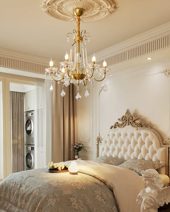 Evaria Crystal Pearl Chandelier-DWHOME