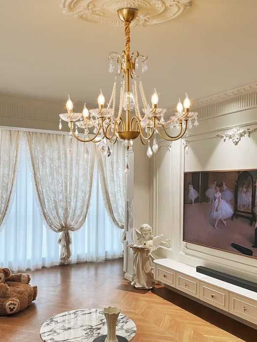 Evaria Crystal Pearl Chandelier-DWHOME