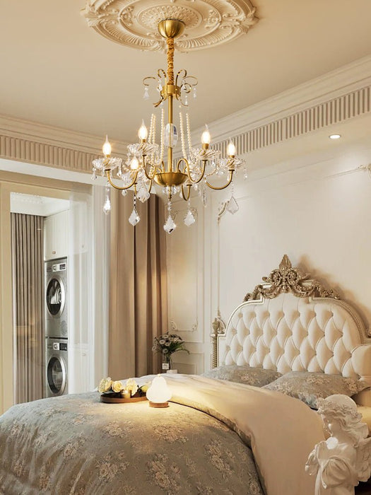 Evaria Crystal Pearl Chandelier-DWHOME