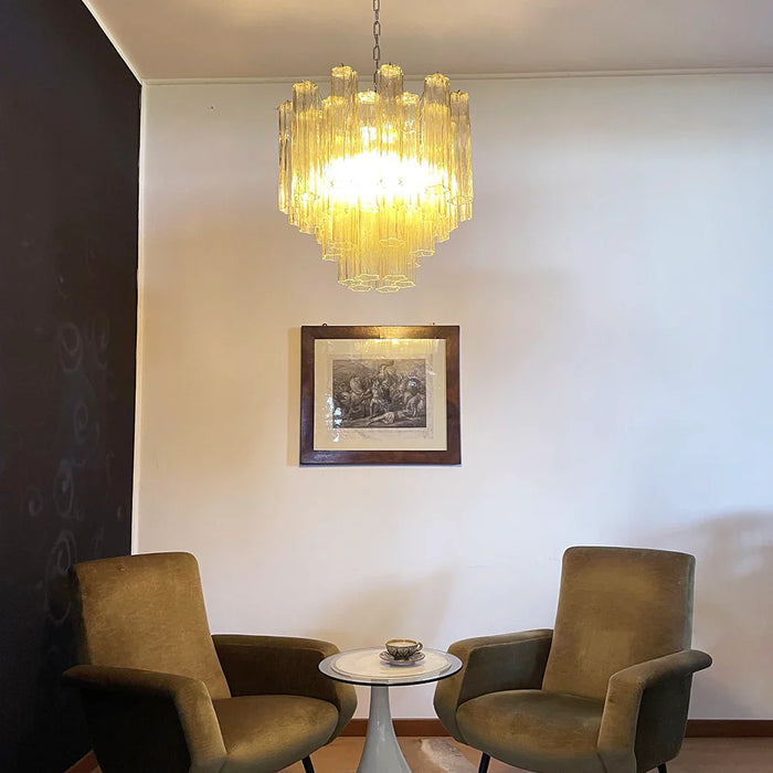Fantastic Murano Amber Glass Tube Chandelier-DWHOME