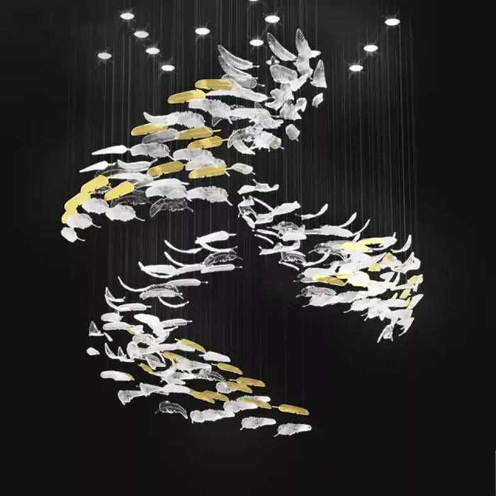 Feather Handblown Glass Chandelier-DWHOME
