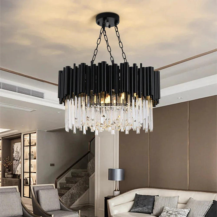 Finn Modern Black Crystal Chandelier for Living Room - DWHOME