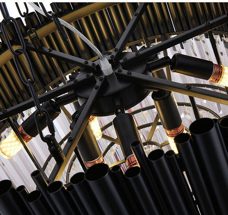 Finn Modern Black Crystal Chandelier for Living Room-DWHOME