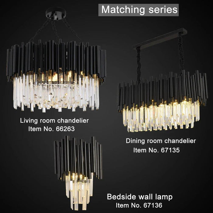 Finn Modern Black Linear Crystal Chandelier Dining Room - DWHOME