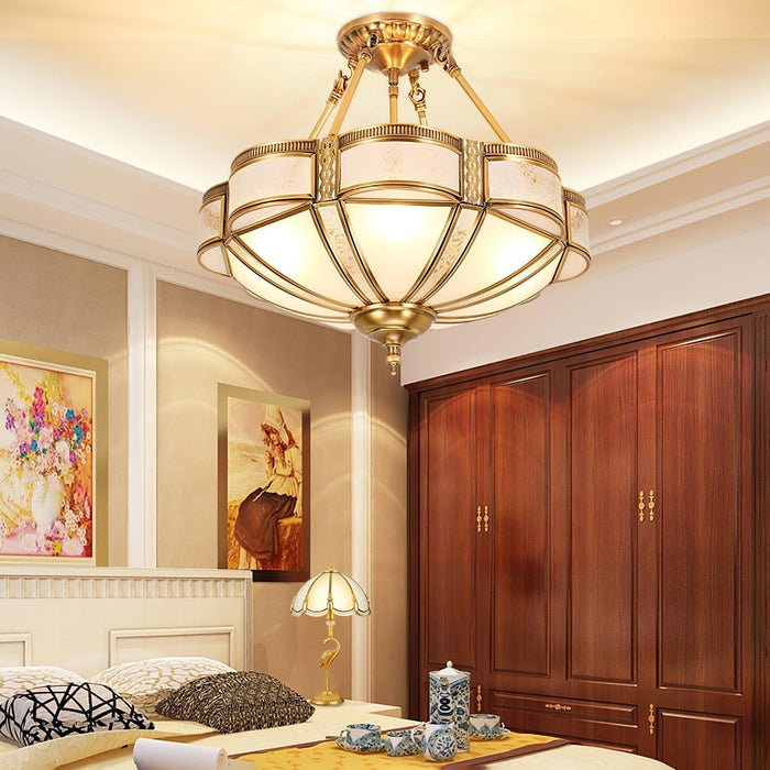 Floral Brass Ceiling Lamp-DWHOME
