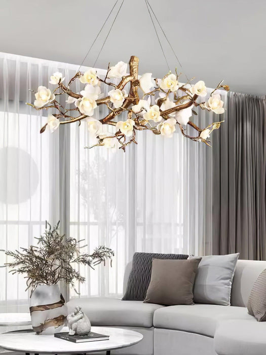 Flower Bloom Branch Brass Chandelier-DWHOME