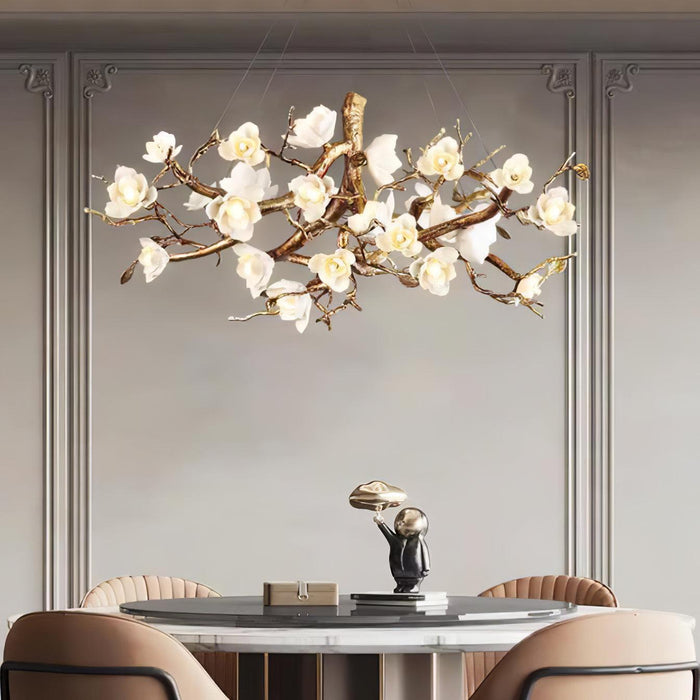 Flower Bloom Branch Brass Chandelier-DWHOME