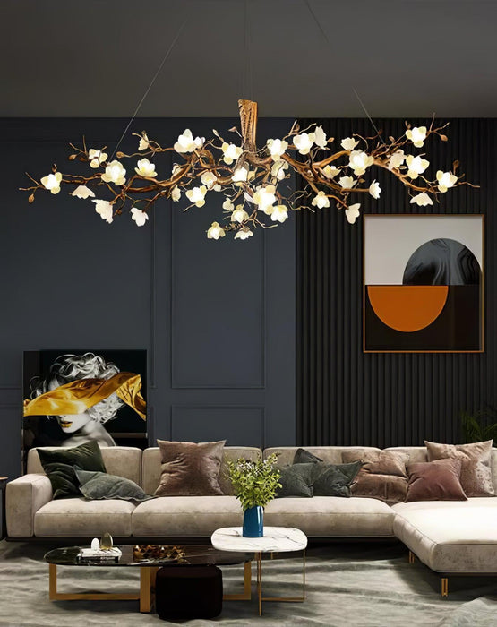 Flower Bloom Branch Brass Chandelier-DWHOME