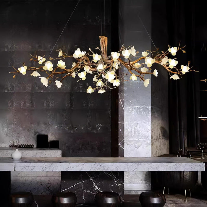 Flower Bloom Branch Brass Chandelier-DWHOME