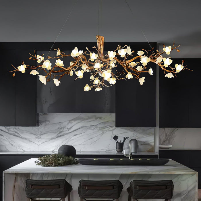 Flower Bloom Branch Brass Chandelier-DWHOME