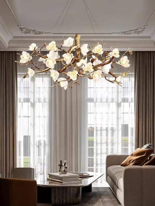 Flower Bloom Branch Brass Chandelier-DWHOME