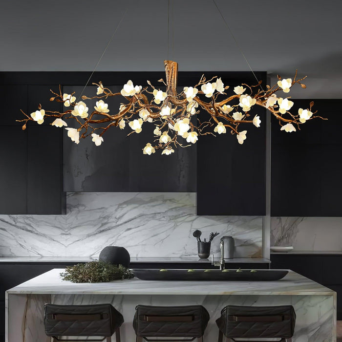 Flower Bloom Branch Brass Chandelier-DWHOME