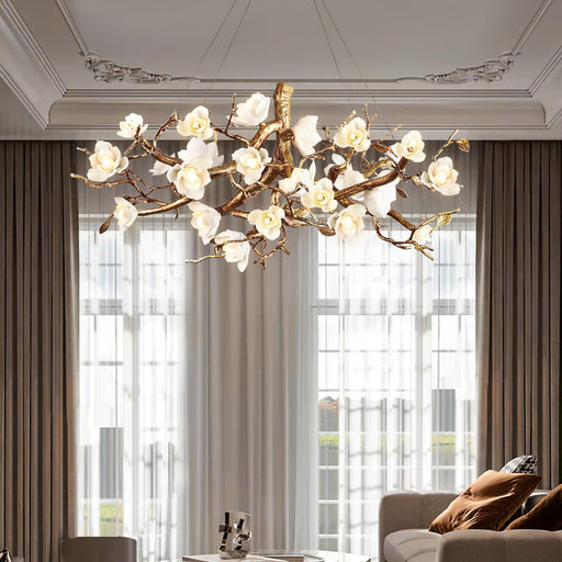 Flower Bloom Branch Brass Chandelier-DWHOME