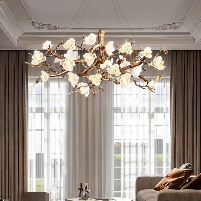 Flower Bloom Branch Brass Chandelier-DWHOME