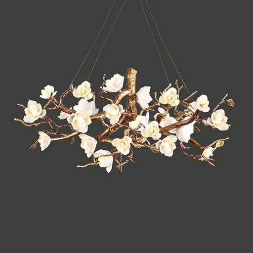Flower Bloom Branch Brass Chandelier-DWHOME