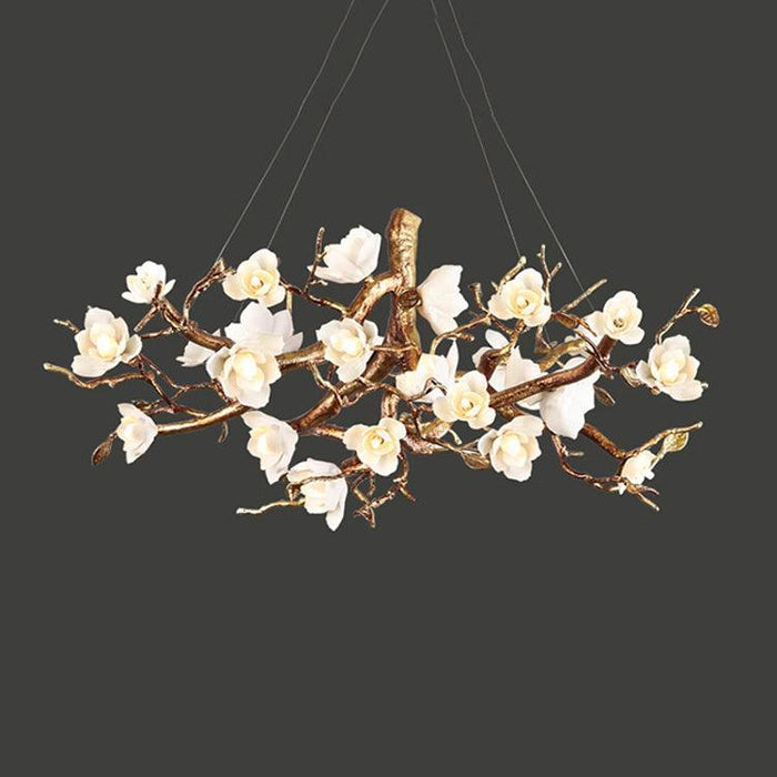 Flower Bloom Branch Brass Chandelier-DWHOME