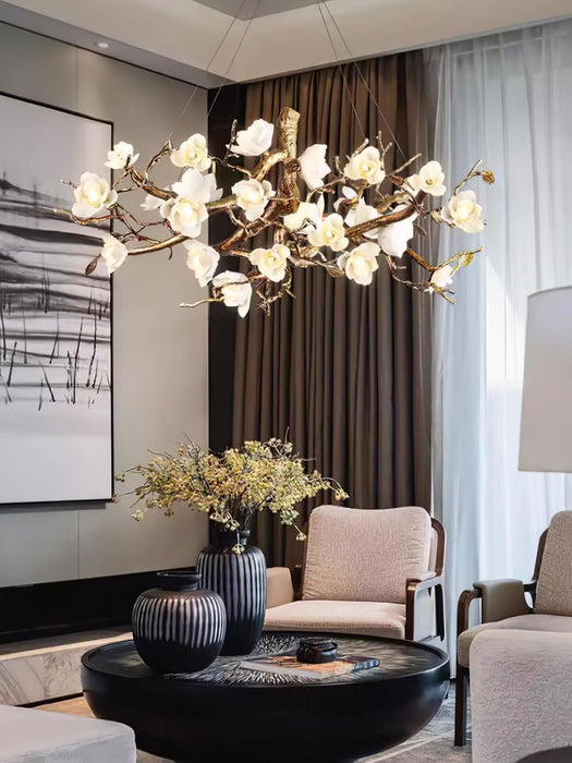 Flower Bloom Branch Brass Chandelier-DWHOME