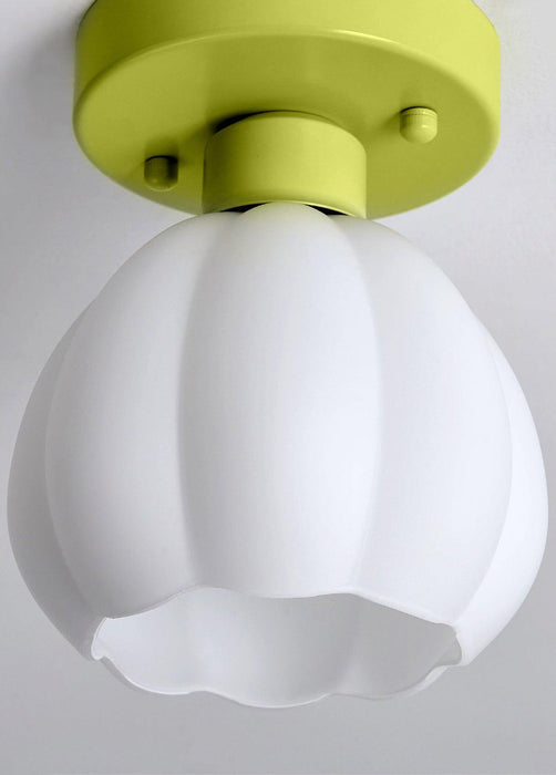 Flower Shaded Semi Flushmount Light-DWHOME