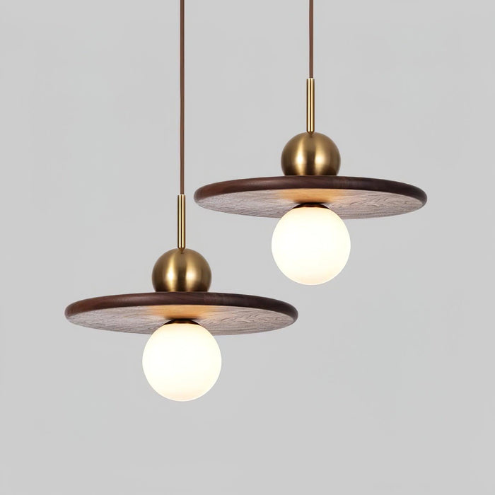 Flying Saucer Walnut Pendant Lamp-DWHOME