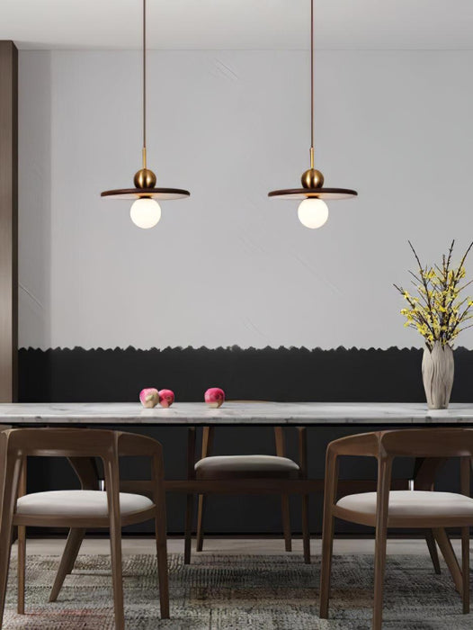 Flying Saucer Walnut Pendant Lamp-DWHOME