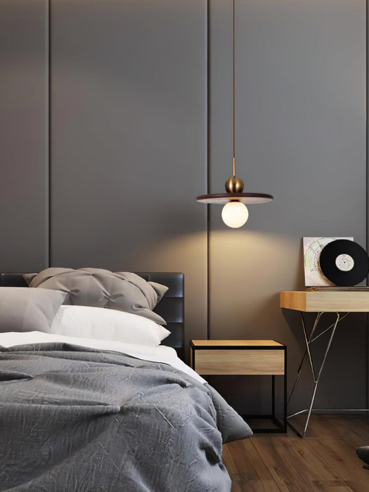 Flying Saucer Walnut Pendant Lamp-DWHOME