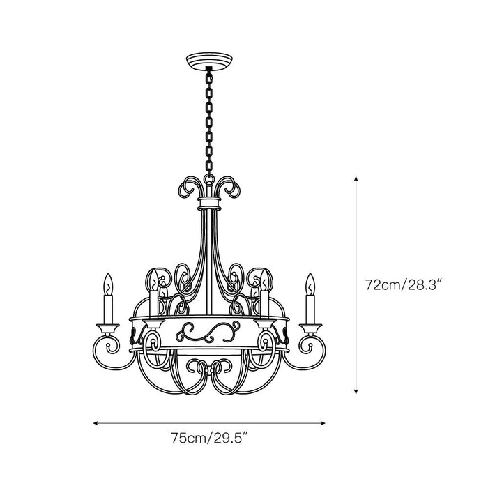 Franklin Rust Candlestick Chandelier-DWHOME