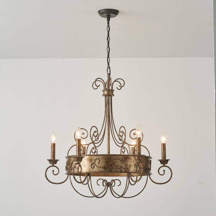 Franklin Rust Candlestick Chandelier-DWHOME
