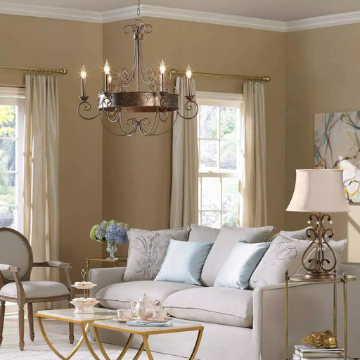 Franklin Rust Candlestick Chandelier-DWHOME