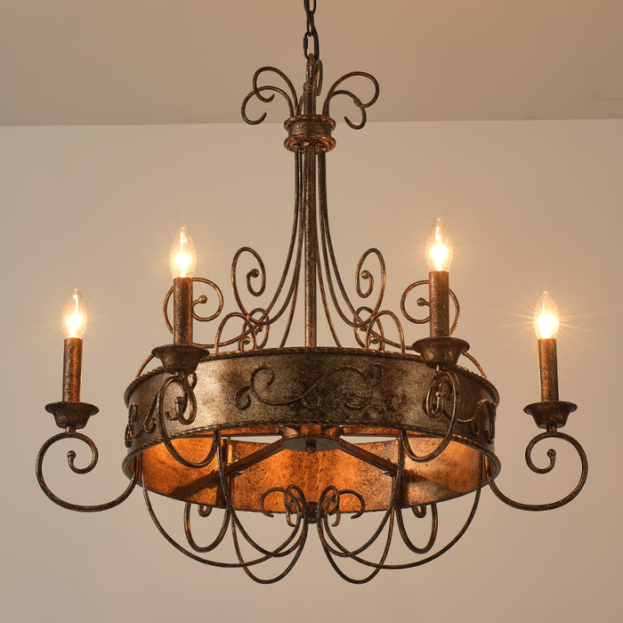 Franklin Rust Candlestick Chandelier-DWHOME