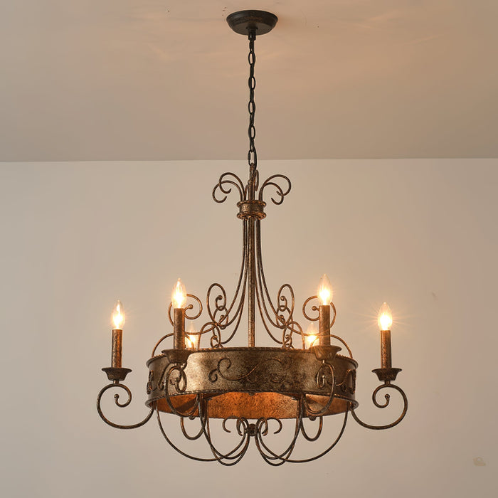 Franklin Rust Candlestick Chandelier-DWHOME