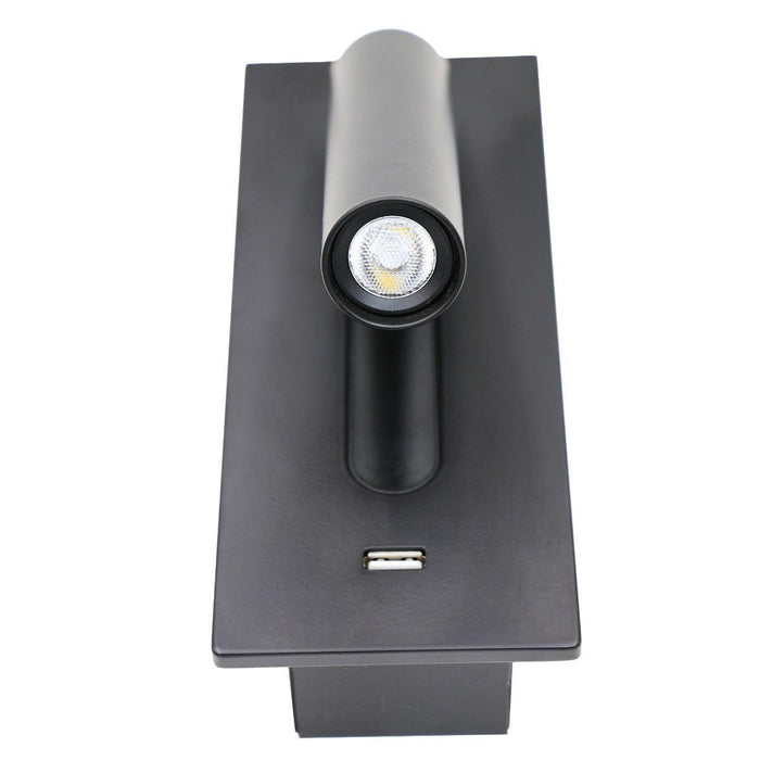 Black Bedside USB Wall Light - DWHOME