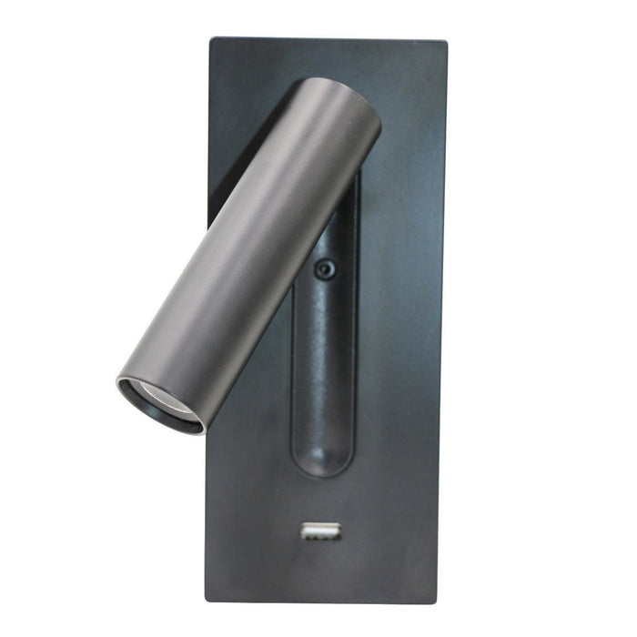 Black Bedside USB Wall Light - DWHOME