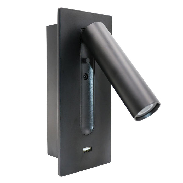 Black Bedside USB Wall Light - DWHOME