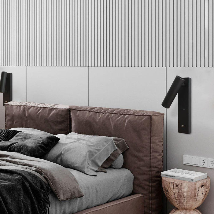 Black Bedside USB Wall Light - DWHOME