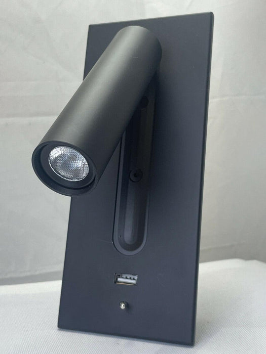 Black Bedside USB Wall Light - DWHOME