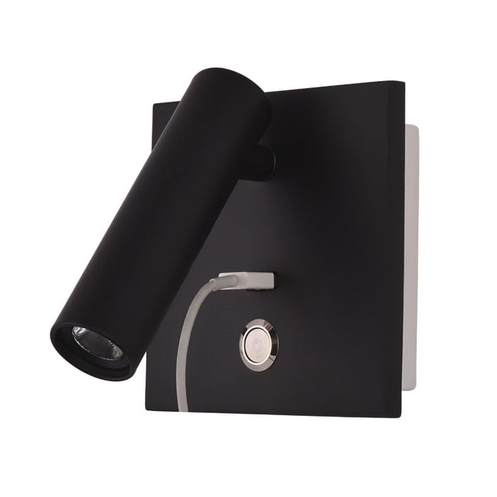 Black Bedside USB Wall Light - DWHOME