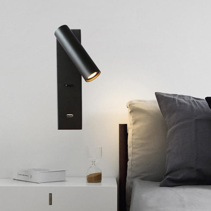 Black Bedside USB Wall Light - DWHOME