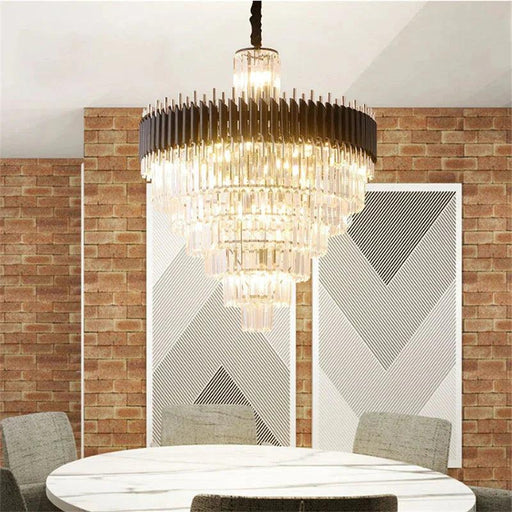 Fyu Modern Large Black and Gold Crystal Chandelier - DWHOME