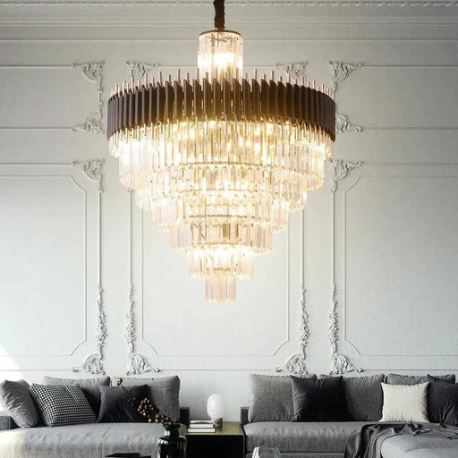 Fyu Modern Large Black and Gold Crystal Chandelier - DWHOME