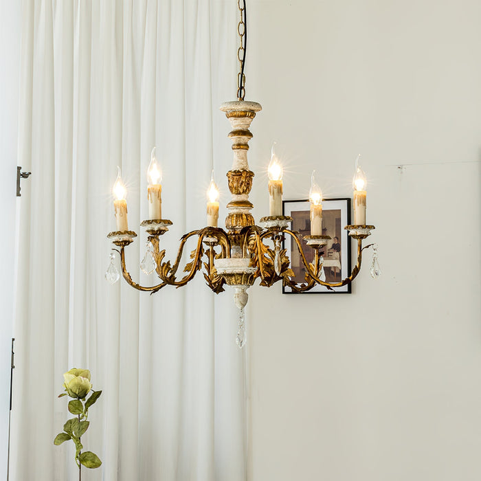 Giltwood Wood Chandelier-DWHOME