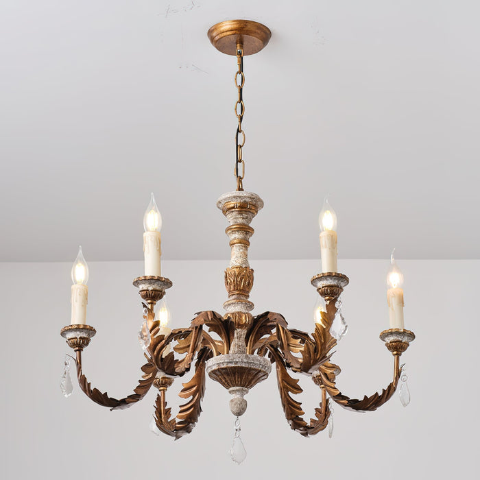 Giltwood Wood Chandelier-DWHOME