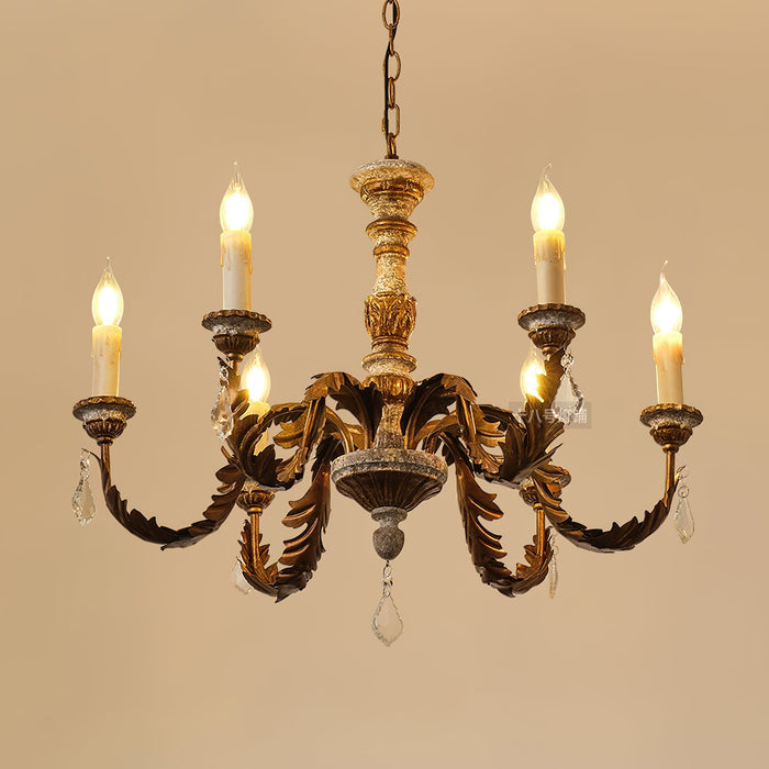 Giltwood Wood Chandelier-DWHOME