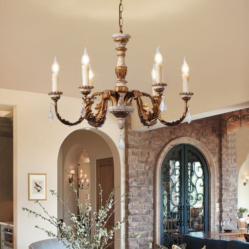 Giltwood Wood Chandelier-DWHOME