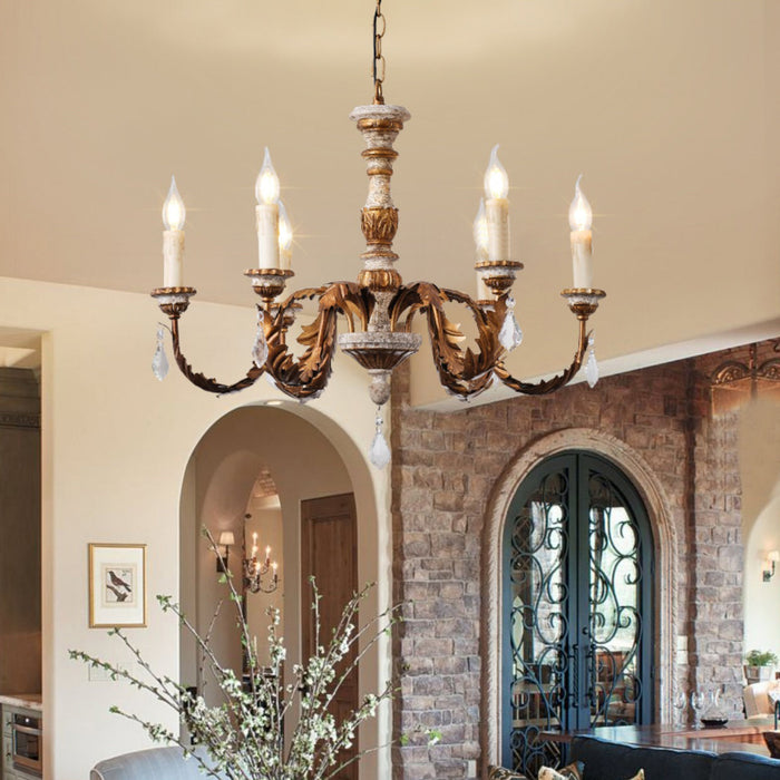 Giltwood Wood Chandelier-DWHOME