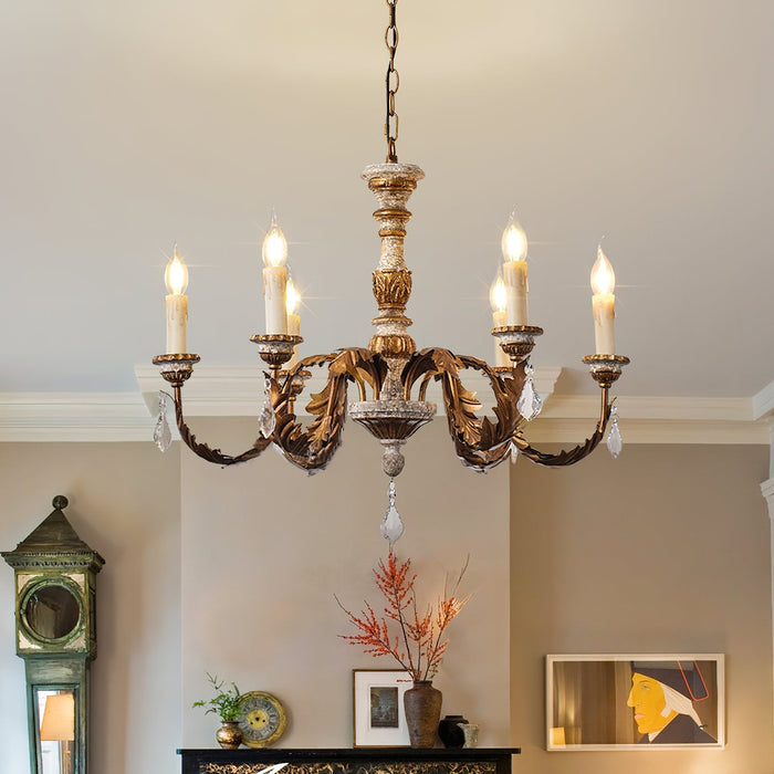 Giltwood Wood Chandelier-DWHOME