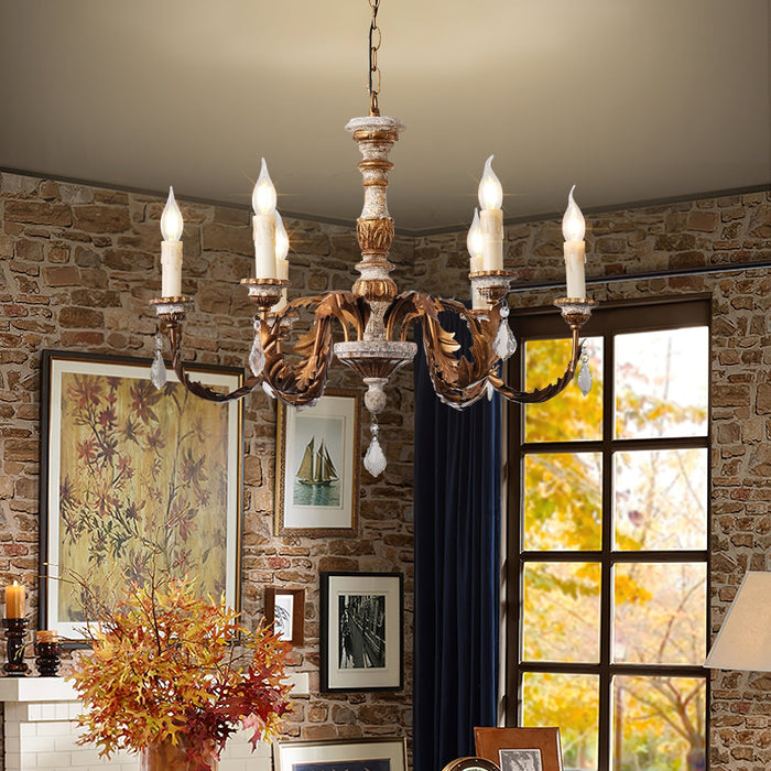 Giltwood Wood Chandelier-DWHOME